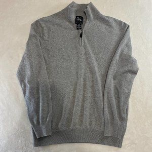 Jos A Bank Sweater Gray Traveler Pima Cotton 1/4 Zip Mock Neck Men’s Small